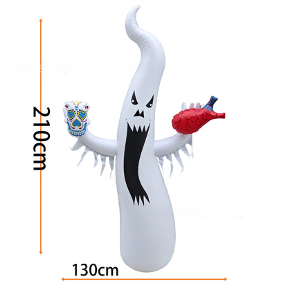 Luminous Inflatable Halloween Ghost – Remote-Controlled LED Blow-Up Decoration for Courtyard, Lawn, and Haunted House Displays