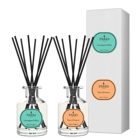 2 x 100ML DIFFUSERS, PEACH AMRYSIS & LEMONGRASS MINT.
