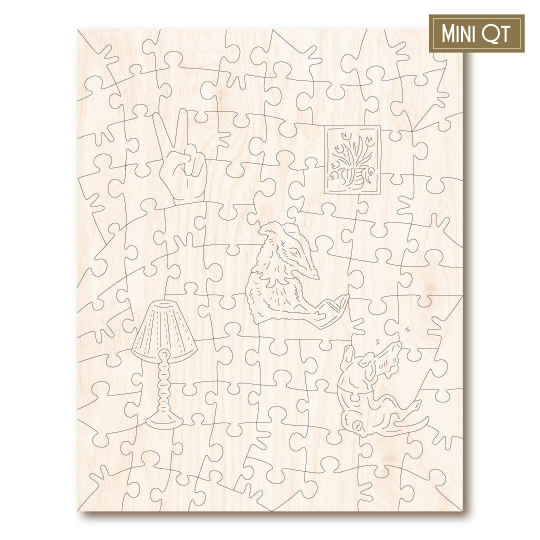 Please Don't Let The Dog In The Bed – Travel Mini Wooden Jigsaw Puzzle, 87 Pieces.