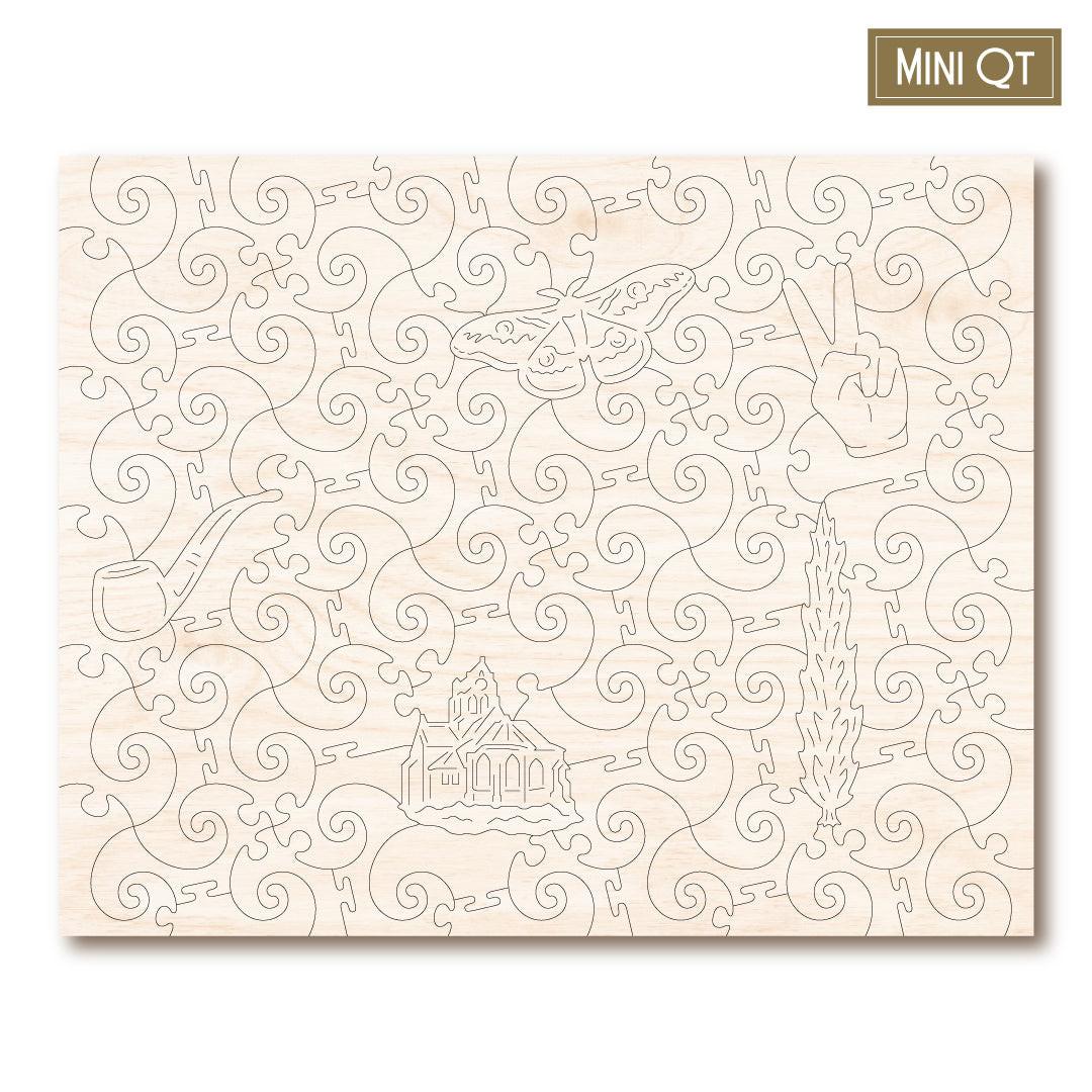 Starry Night – Travel Mini Wooden Jigsaw Puzzle, 88 Pieces.