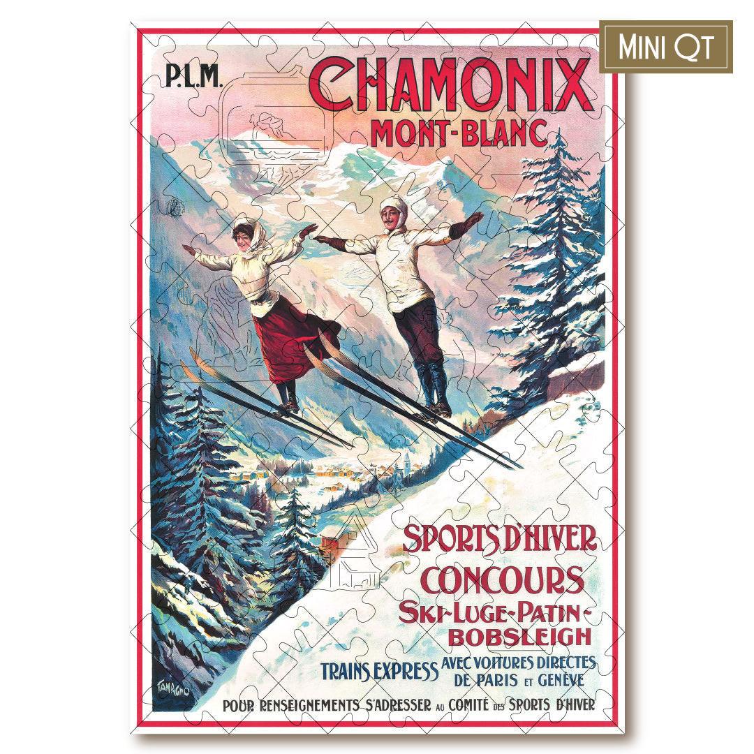 Vintage Poster – Chamonix Travel Mini Wooden Jigsaw Puzzle.