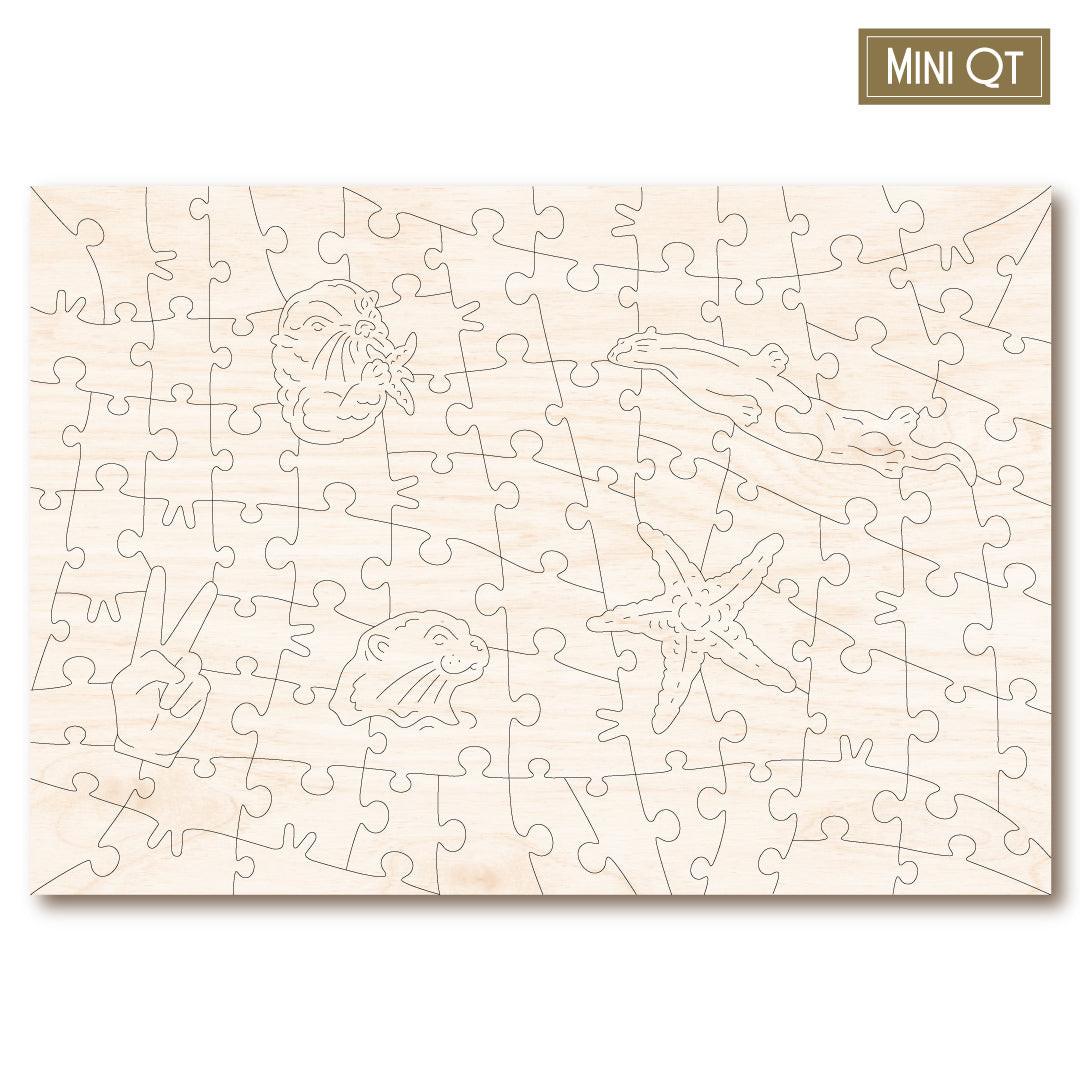 Kiss The Starfish – Travel Mini Wooden Jigsaw Puzzle, 89 Pieces.
