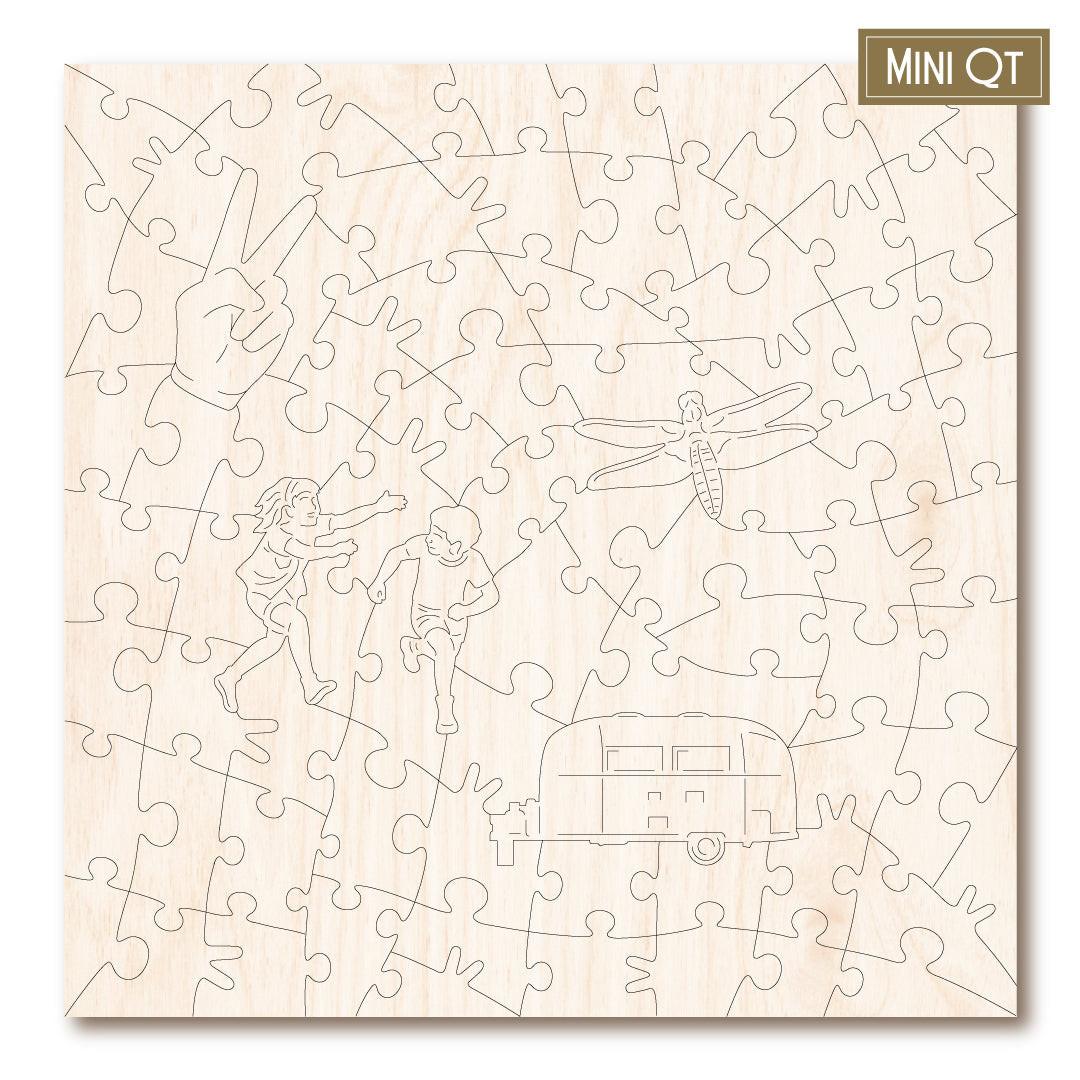 Angie Airstream – Travel Mini Wooden Jigsaw Puzzle, 82 Pieces.