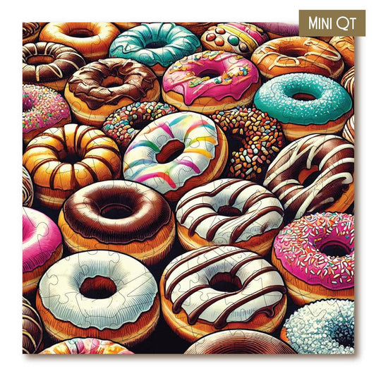Donuts – Travel Mini Wooden Jigsaw Puzzle, 84 Pieces.