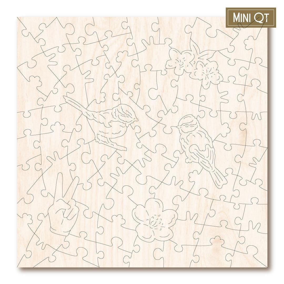 Blossom & Blue Tits – Travel Mini Wooden Jigsaw Puzzle.