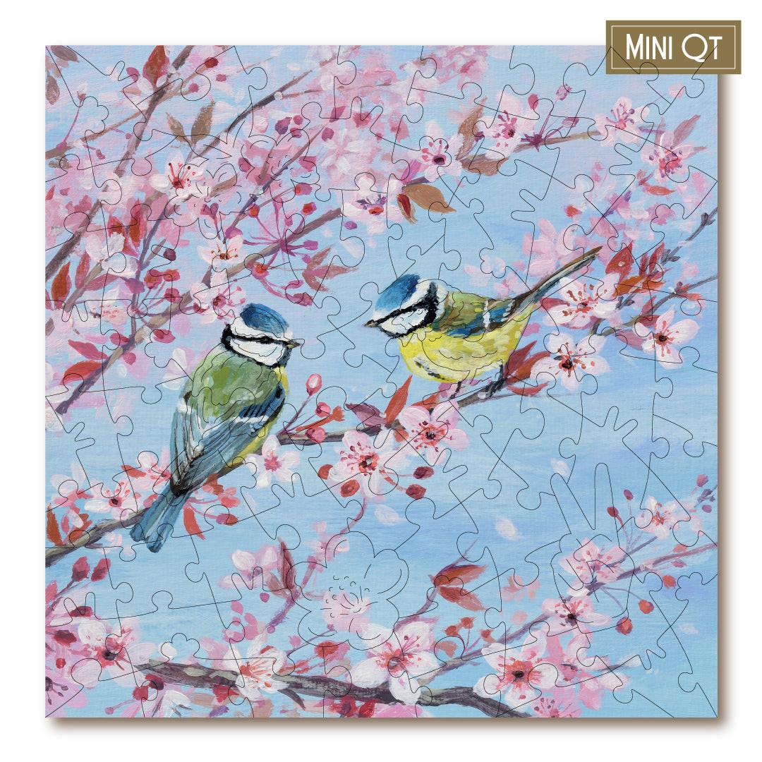 Blossom & Blue Tits – Travel Mini Wooden Jigsaw Puzzle.