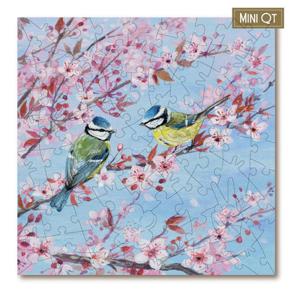 Blossom & Blue Tits – Travel Mini Wooden Jigsaw Puzzle.