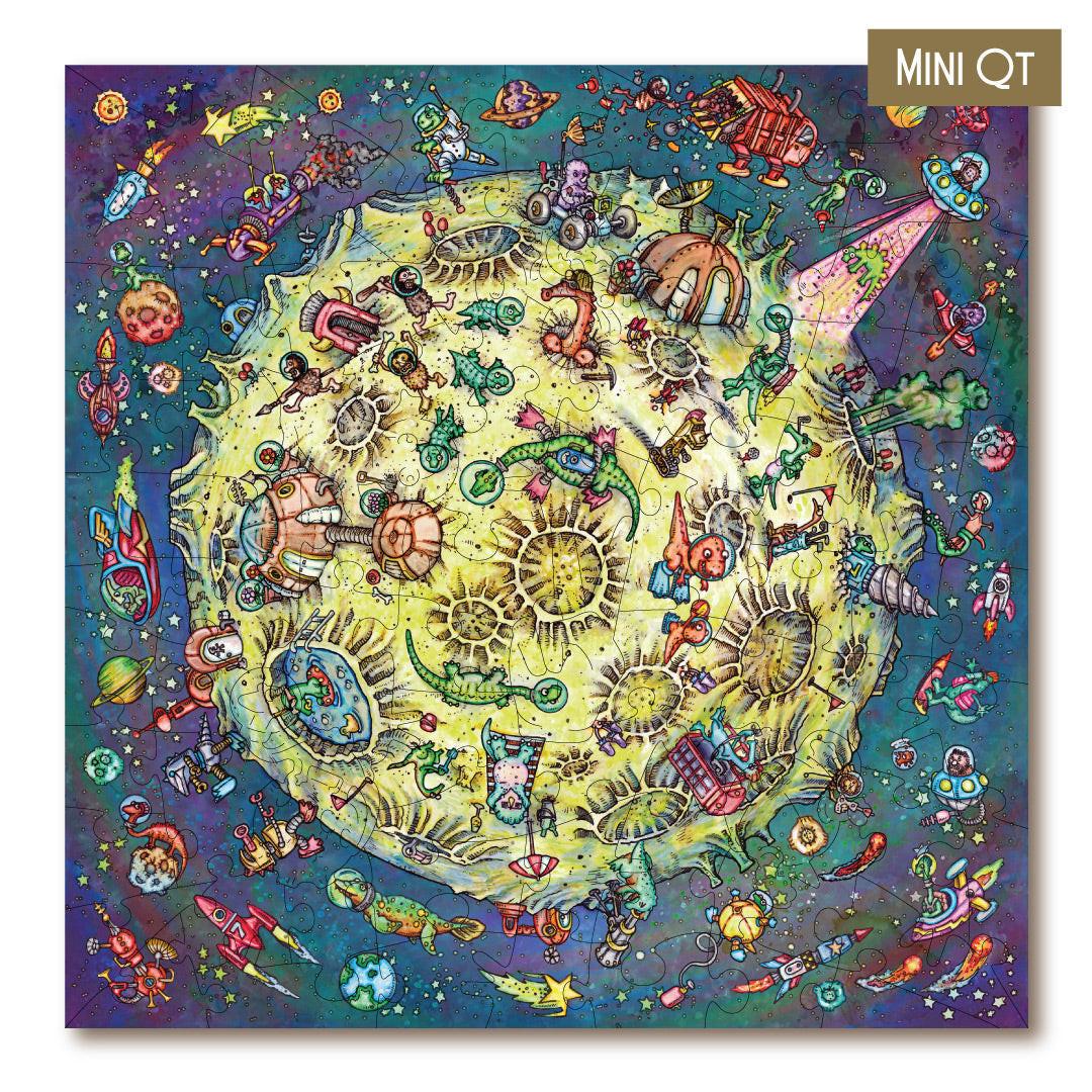 Dino Moon – Travel Mini Wooden Jigsaw Puzzle, 85 Pieces.