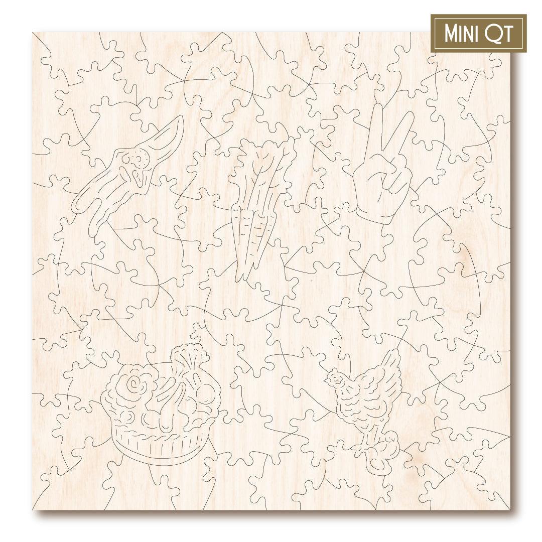 Cobblestone Community Garden – Travel Mini Wooden Jigsaw Puzzle, 87 Pieces.