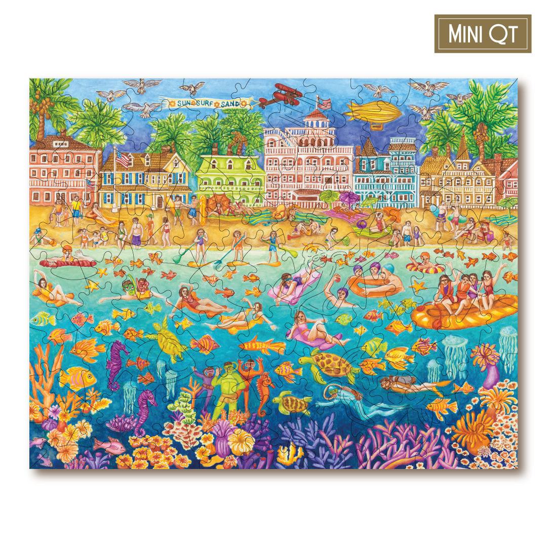 Tropical Swim Party – Travel Mini Wooden Jigsaw Puzzle.