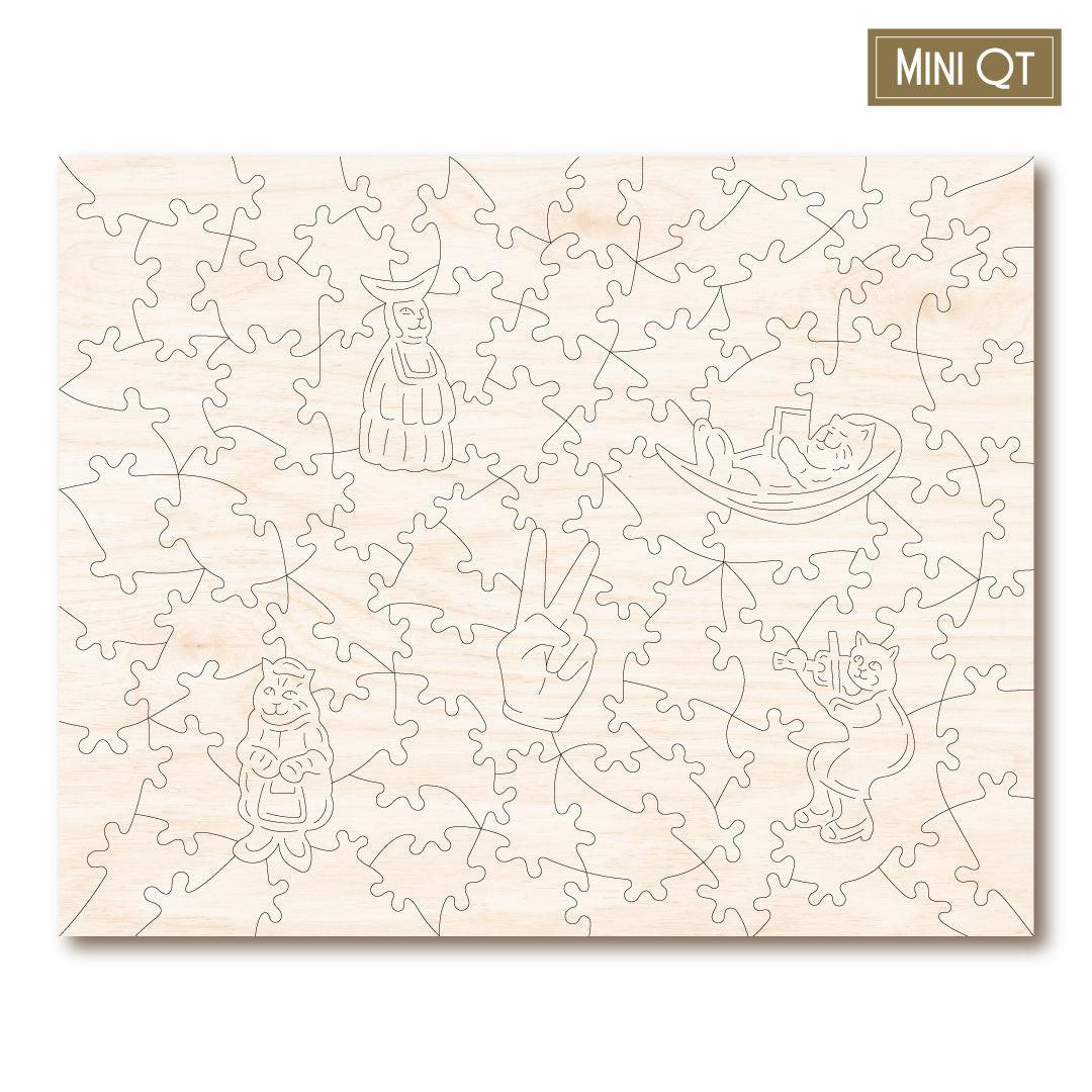 Cat City – Travel Mini Wooden Jigsaw Puzzle, 84 Pieces.