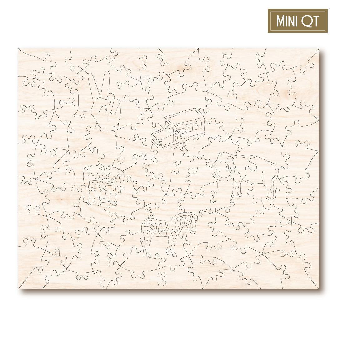Zoo with Oddities – Travel Mini Wooden Jigsaw Puzzle, 87 Pieces.