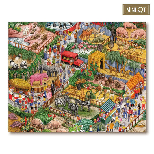 Zoo with Oddities – Travel Mini Wooden Jigsaw Puzzle, 87 Pieces.