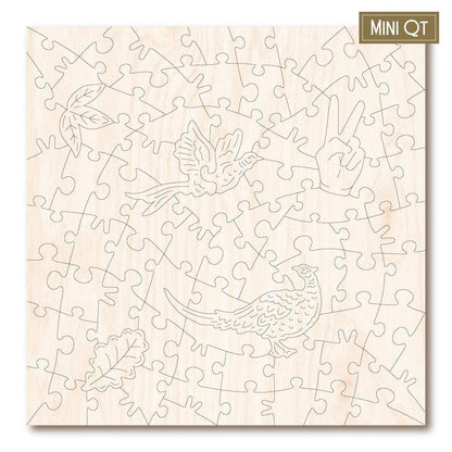 Falling Leaves & Pheasants – Travel Mini Wooden Jigsaw Puzzle, 83 Pieces.