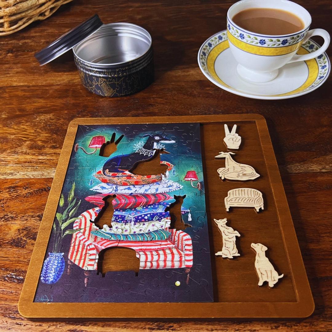 From The Dog’s Point of View – Travel Mini Wooden Jigsaw Puzzle, 86 Pieces.