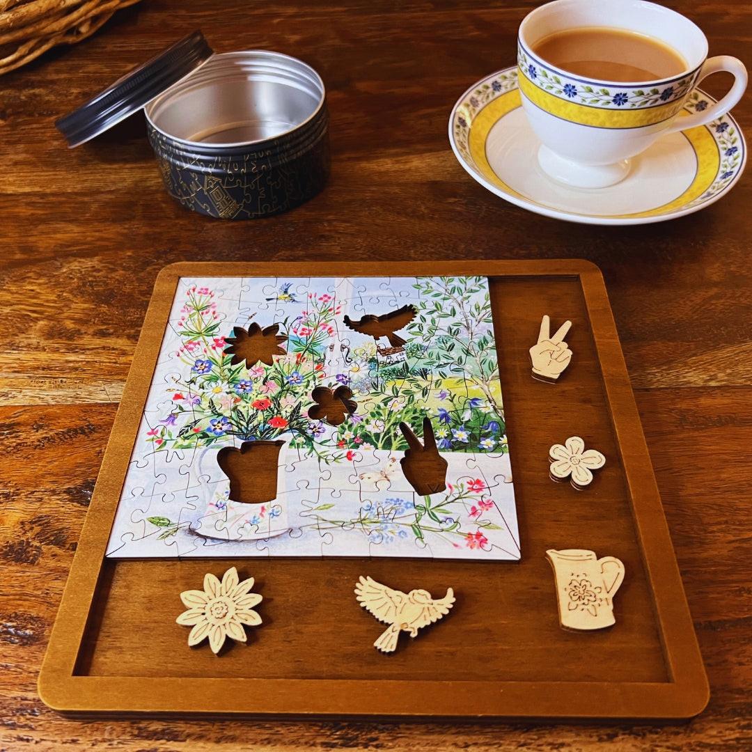 Jug of Wildflowers – Travel Mini Wooden Jigsaw Puzzle.