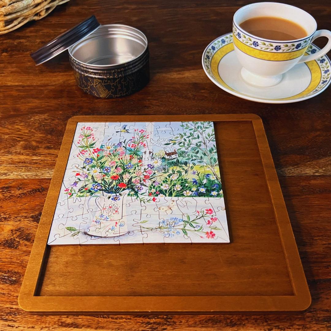 Jug of Wildflowers – Travel Mini Wooden Jigsaw Puzzle.