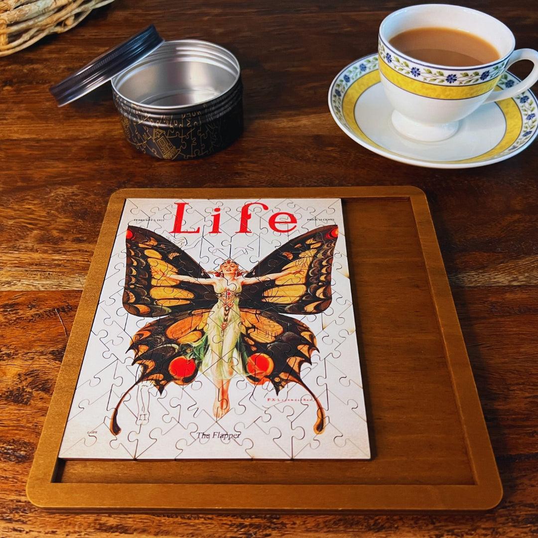 The Flapper – Life, 1922 – Travel Mini Wooden Jigsaw Puzzle, 90 Pieces.