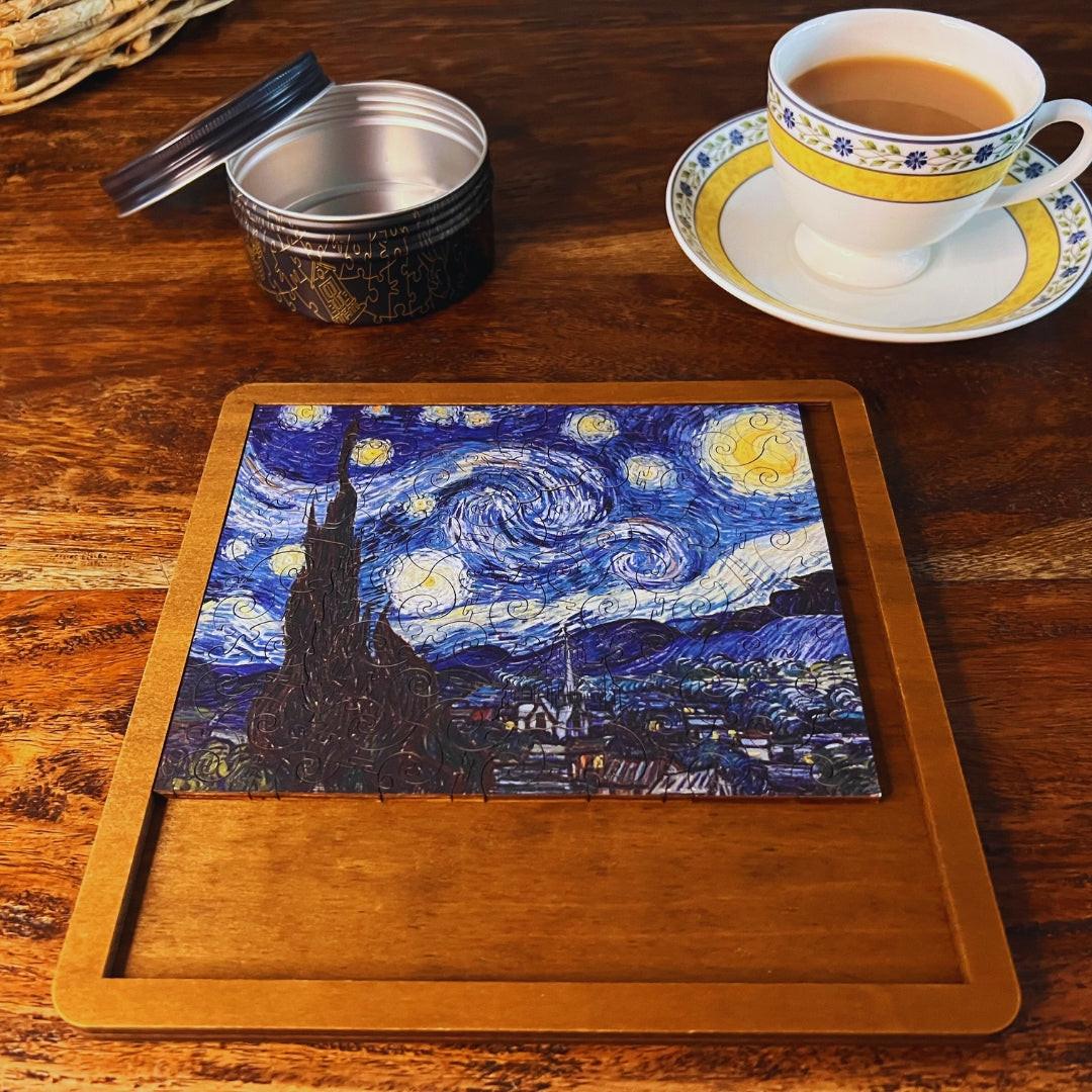 Starry Night – Travel Mini Wooden Jigsaw Puzzle, 88 Pieces.