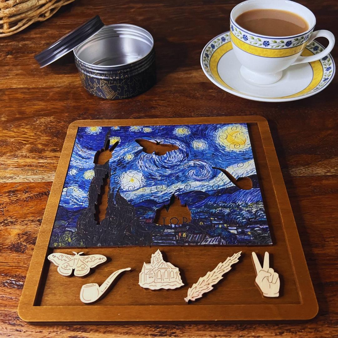 Starry Night – Travel Mini Wooden Jigsaw Puzzle, 88 Pieces.