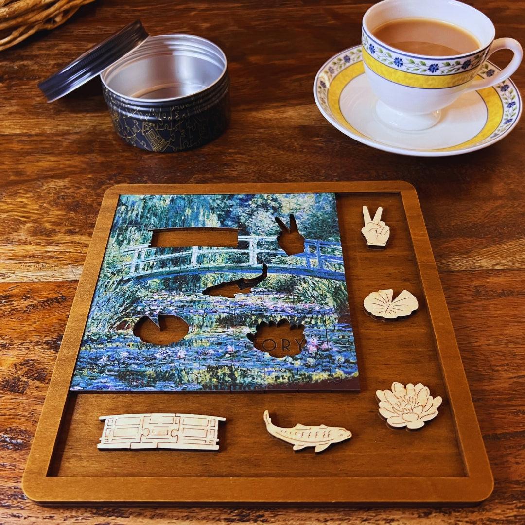 Water Lilies & Japanese Bridge – Travel Mini Wooden Jigsaw Puzzle.