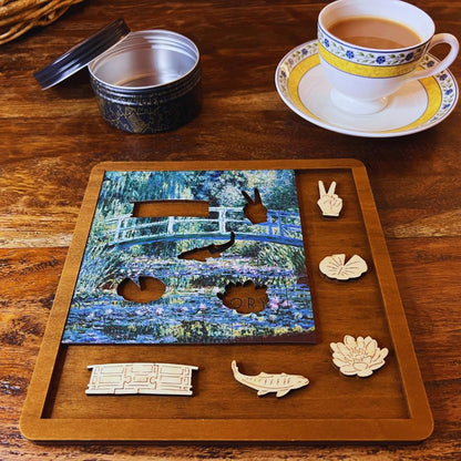 Water Lilies & Japanese Bridge – Travel Mini Wooden Jigsaw Puzzle.