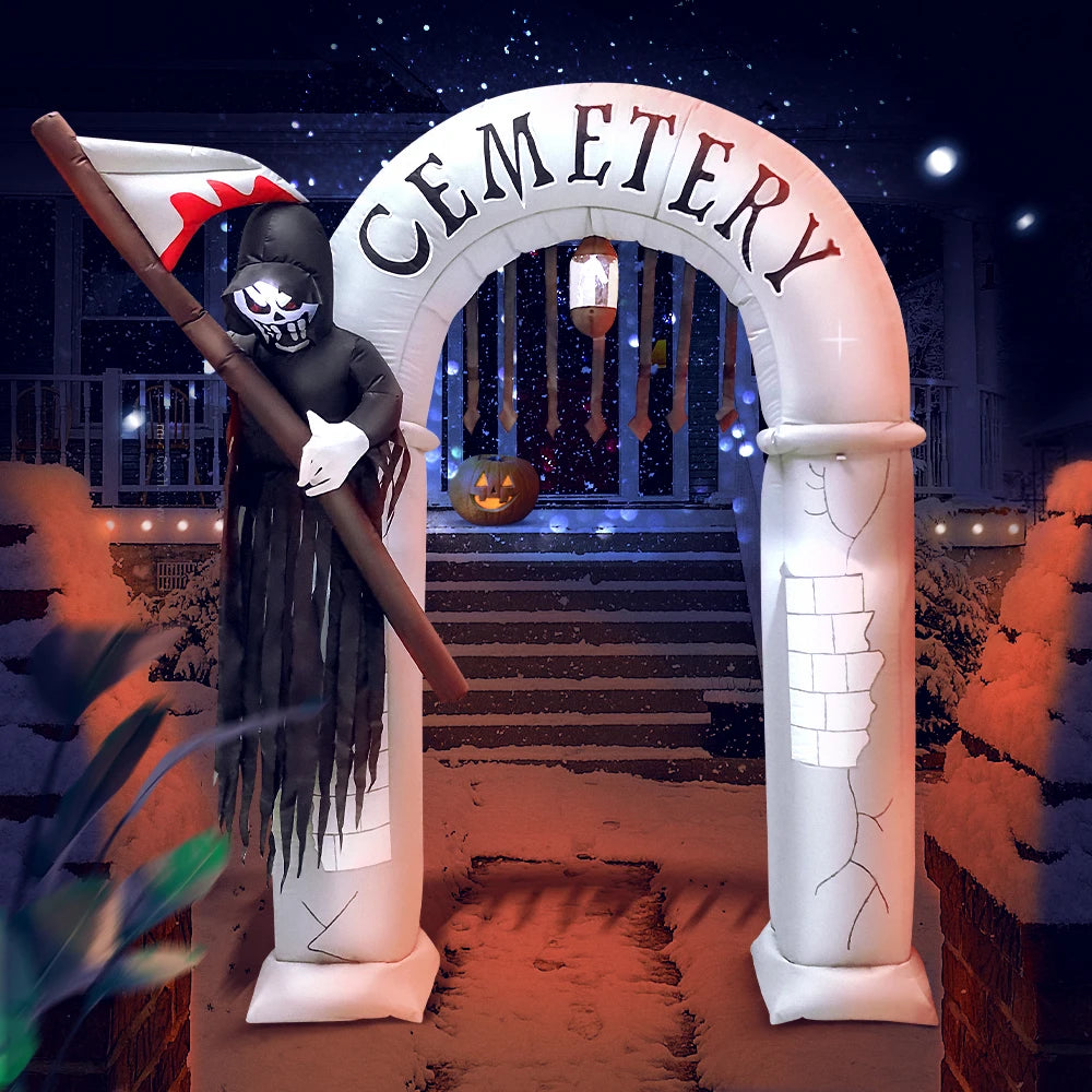 10FT Halloween Pumpkin Inflatable Home Outdoor Decoration Ghost Witch Blow up Yard Props for Holiday Party Garden with Led