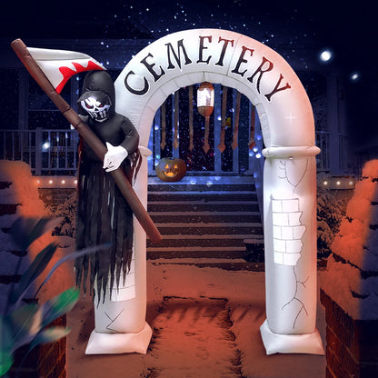 10FT Halloween Pumpkin Inflatable Home Outdoor Decoration Ghost Witch Blow up Yard Props for Holiday Party Garden with Led