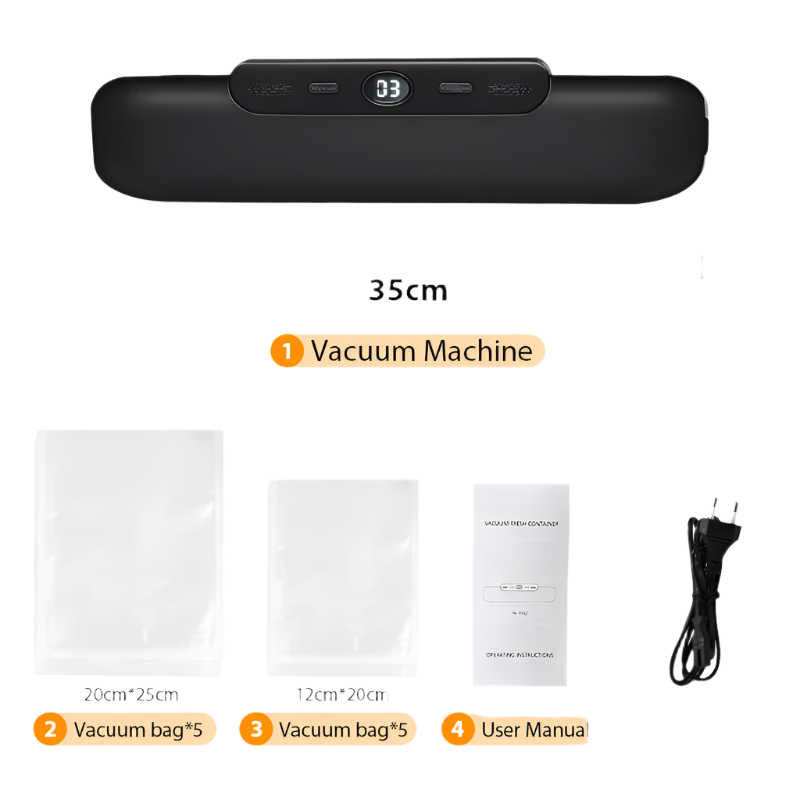 Vacuum Sealer with 10 Bags - Ideal for Meal Prep & Sous Vide Cooking! Maximize Freshness and Flavor!.