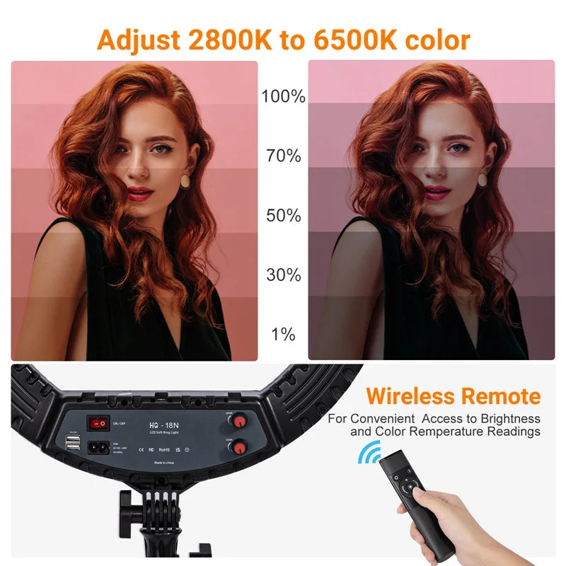 18" Ring Light & Tripod - Perfect for Vlogs, Makeup, and Selfies!