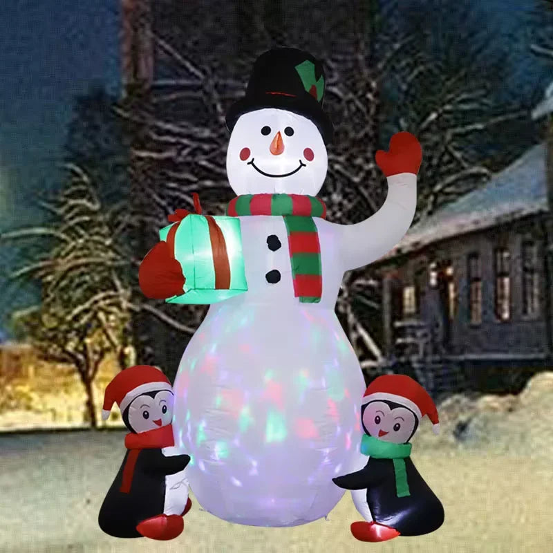 Christmas Inflatable Character Decorations – Snowman, Penguin & Gift Variants with LED Lights | Indoor & Outdoor Display.