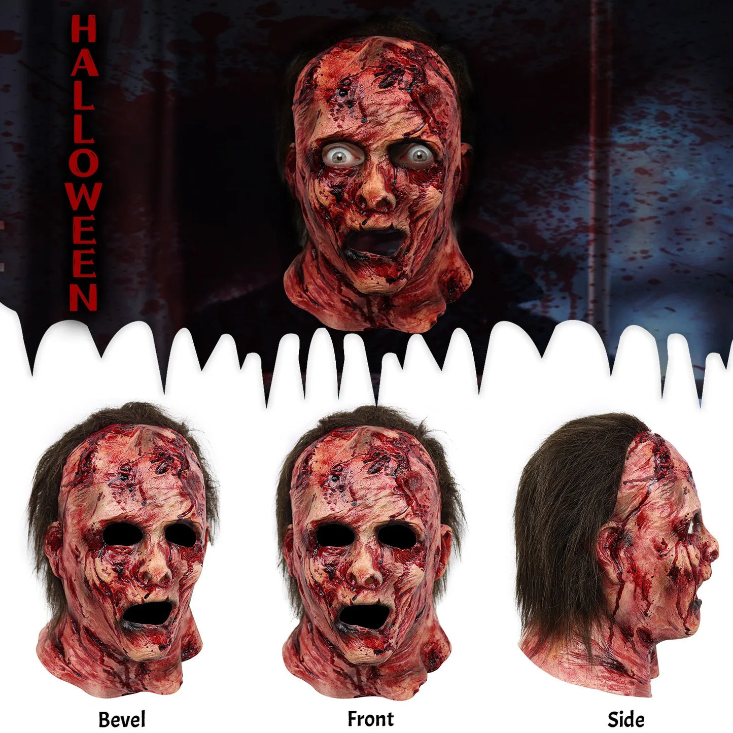 2025 Halloween Silicone Scary Ghoul / Zombie Mask - Funny Headgear for Parties and Events