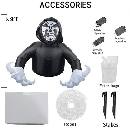 7FT Halloween Inflatable Skeleton Ghost – LED‑Lit Outdoor Decoration