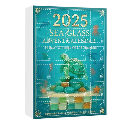 Christmas Advent Calendar – 24 Sea Glass Marine Animal Pendants | Ocean‑Inspired Countdown Gift for Marine Life Lovers, DIY Holiday Décor & Collectible Keepsake.