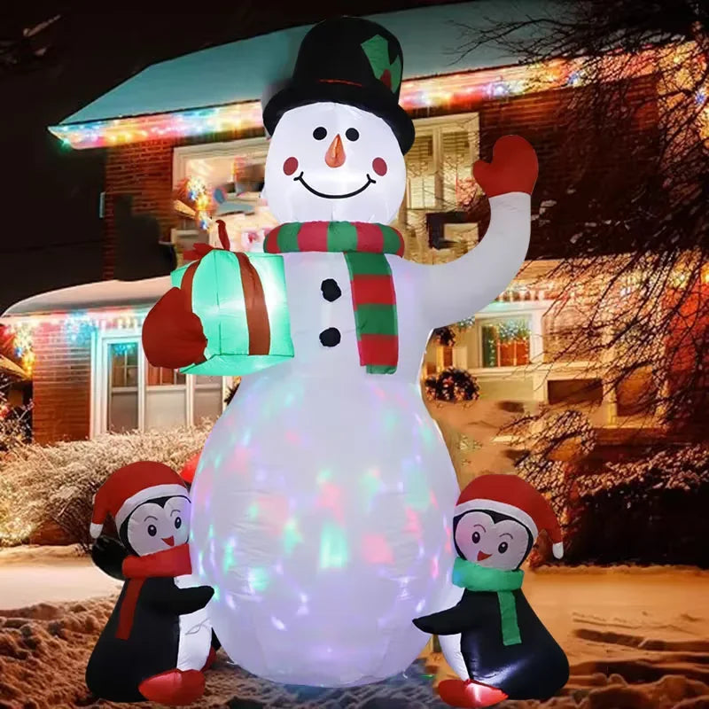 Christmas Inflatable Character Decorations – Snowman, Penguin & Gift Variants with LED Lights | Indoor & Outdoor Display.