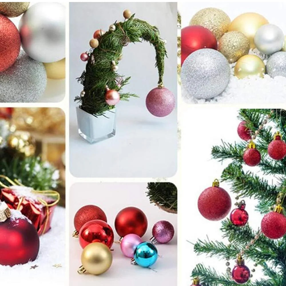100pcs Shatterproof Christmas Tree Baubles – Red, Gold, Silver | Lightweight, Durable, and Reusable Holiday Ornaments.