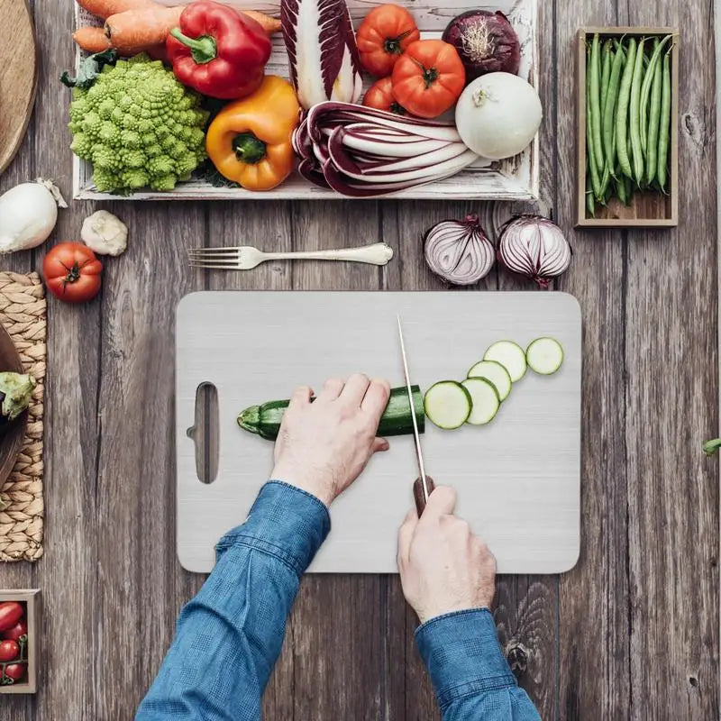Premium Double-Thick Titanium Cutting Board for Home and Outdoor Cooking - Ideal for Meat, Fruits, Vegetables, and Bread.