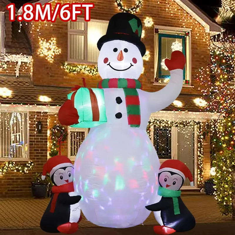 Christmas Inflatable Character Decorations – Snowman, Penguin & Gift Variants with LED Lights | Indoor & Outdoor Display.