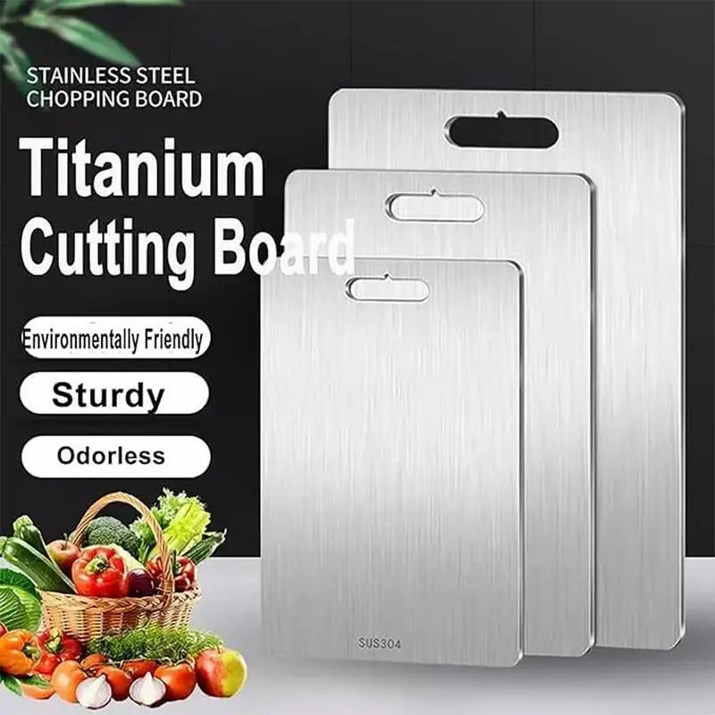 Premium Double-Thick Titanium Cutting Board for Home and Outdoor Cooking - Ideal for Meat, Fruits, Vegetables, and Bread.
