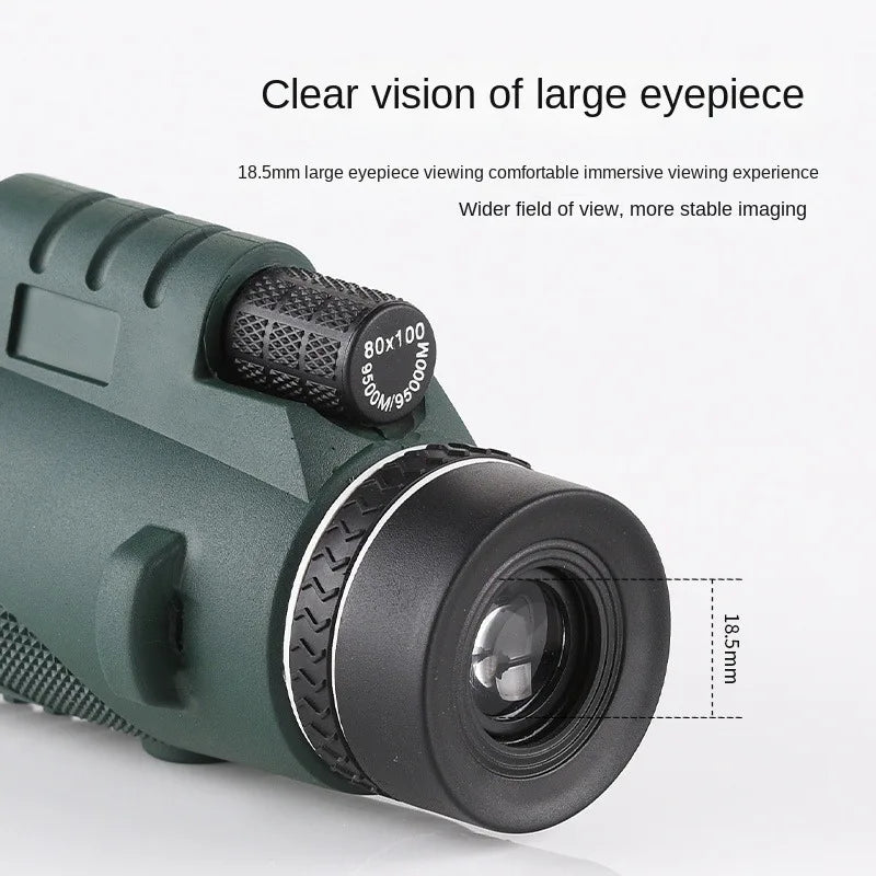 80×100 HD Monocular Telescope with BAK4 Prism & FMC Lens Coating.