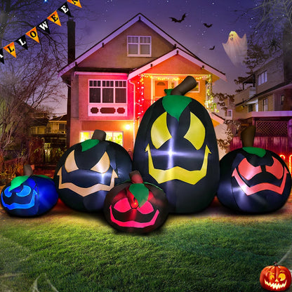 10FT Halloween Pumpkin Inflatable Home Outdoor Decoration Ghost Witch Blow up Yard Props for Holiday Party Garden with Led