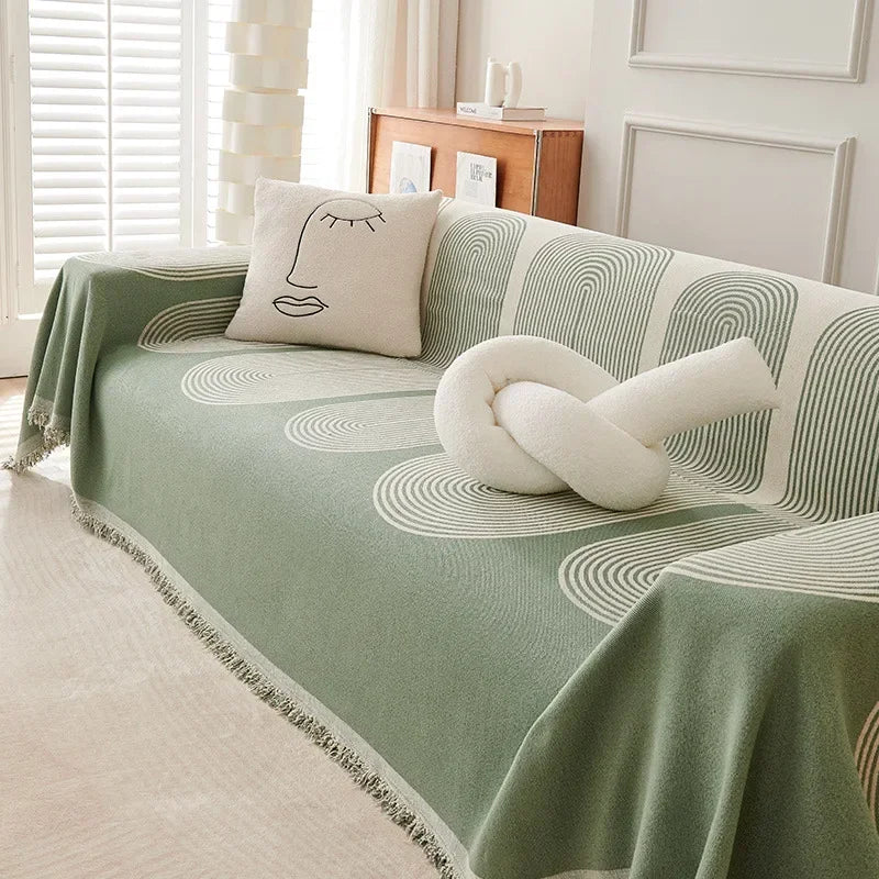 Nordic Chenille Jacquard Throw Blanket - with Tassel Accents. Plush, Breathable & Stylish  -  for Home & Travel!.