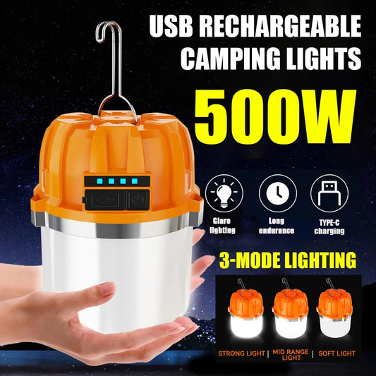 Dimmable LED lantern with 3 brightness modes, built-in power bank & 8–48hr battery life. Portable, rechargeable & perfect for outdoor adventures! Buy One, Get One Free!