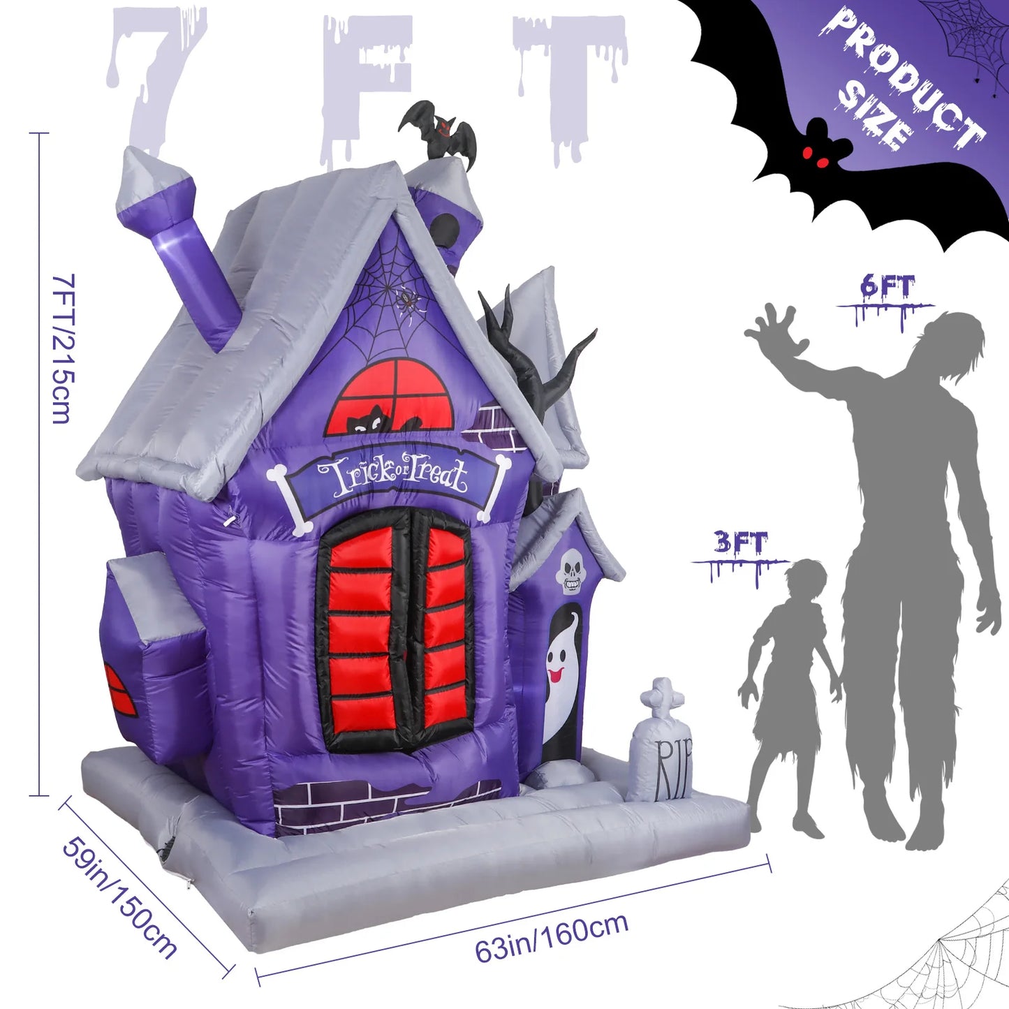 Spook Up Your Space with a 7FT Inflatable Ghost for Halloween Fun! Perfect for Indoor & Outdoor Haunts!