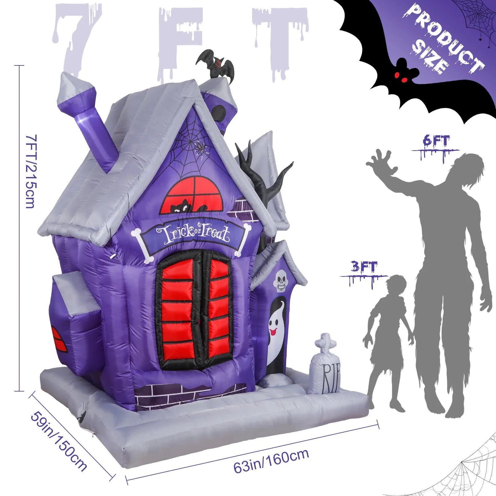 Spook Up Your Space with a 7FT Inflatable Ghost for Halloween Fun! Perfect for Indoor & Outdoor Haunts!