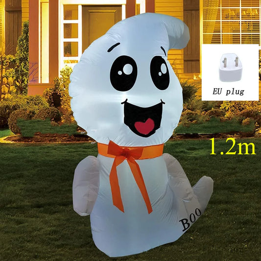 5FT Inflatable Halloween Cute Ghost with Magic Light – LED Blow-Up Decoration for Garden, Lawn, and Indoor Displays