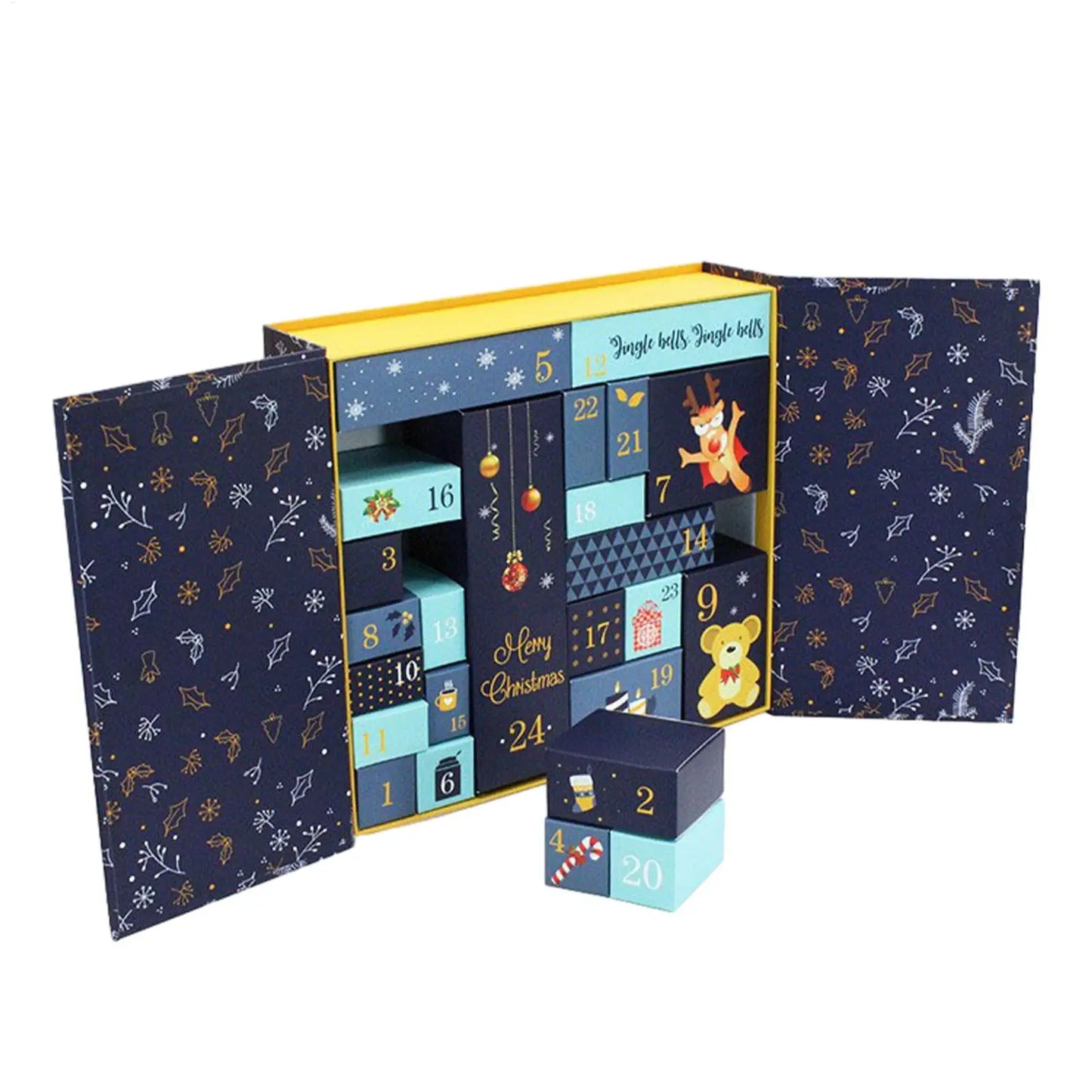 Holiday Countdown Box Set – 24 Fillable Kraft Boxes for Personalised Gifting and Festive Storytelling.