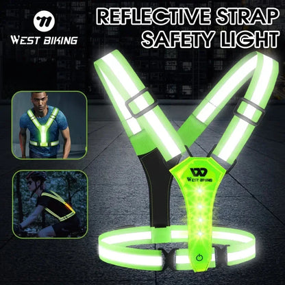 USB Rechargeable Reflective LED Safety Vest – 360° Visibility for Running, Cycling, and Outdoor Work.