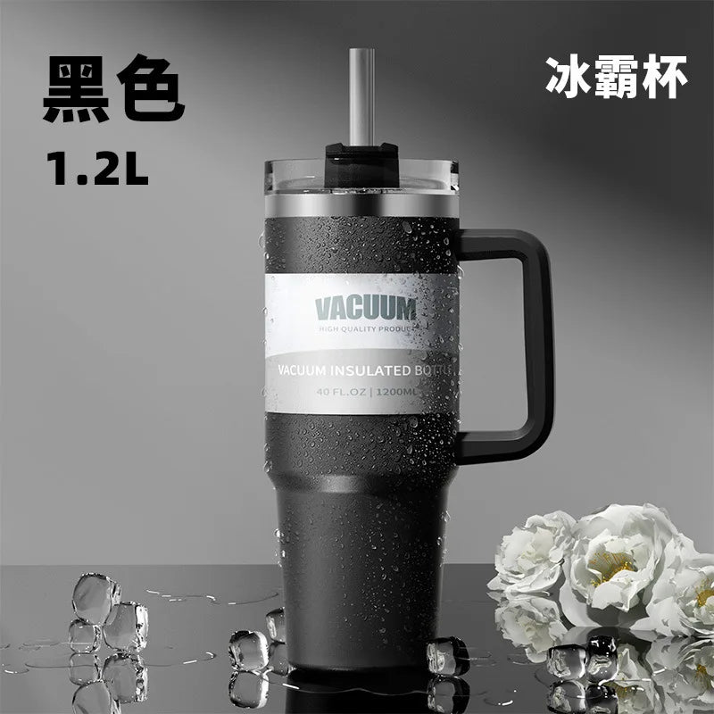 40oz Stainless Steel Tumbler with Handle & Flip Straw Lid – Hydration That Moves With You.