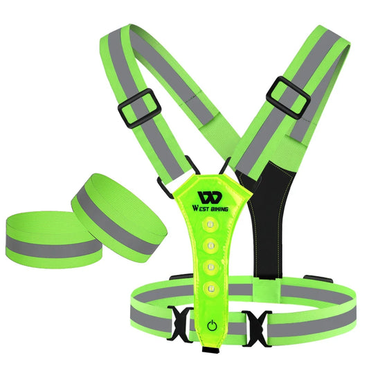 USB Rechargeable Reflective LED Safety Vest – 360° Visibility for Running, Cycling, and Outdoor Work.